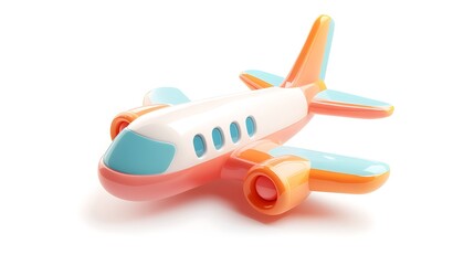 Fototapeta premium A colorful toy airplane isolated on white background.
