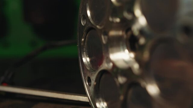 Macro shot of piston stroke in a car air conditioning compressor motor