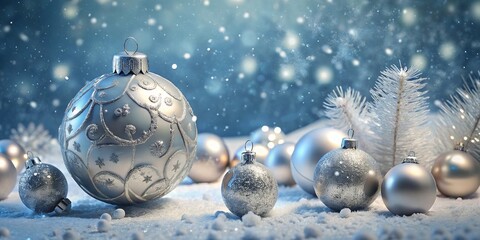 christmas balls on snow