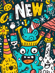 Obraz premium New Year and Christmas graphic advertising background