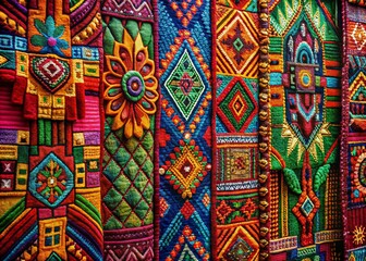 Fototapeta premium Vibrant Mayan Tribal Patterns and Textures for Cultural and Artistic Inspiration in Design Projects