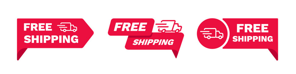Free shipping red sticker for business wit. Red free gift label with special offer. © Богдан Скрипник