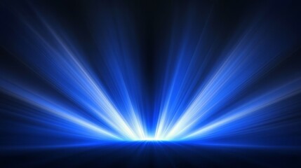 Obraz premium Digital Artwork Featuring Radiating Blue Light Beams on Dark Background