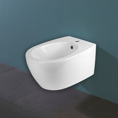 Bidet sospeso in ceramica lucida bianca