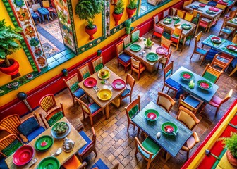 Vibrant Mexican Cuisine with Colorful Dishes and Decor at a Restaurant in Woodbridge, NJ