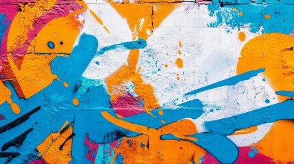 Vibrant Graffiti Art Background with Colorful Paint Splashes. AI generated illustration