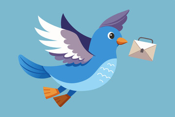 Illustration of cute bird with letter
