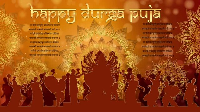  Indian Goddess Devi Druga in Happy Durga Puja Subh Navratri HD video , happy durga puja animated video