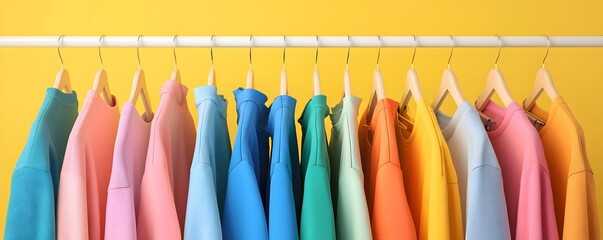 Organized Wardrobe with Color-Coded Clothing and Matching Hangers - Streamlined Closet Design for Easy Navigation and Efficient Storage Solutions