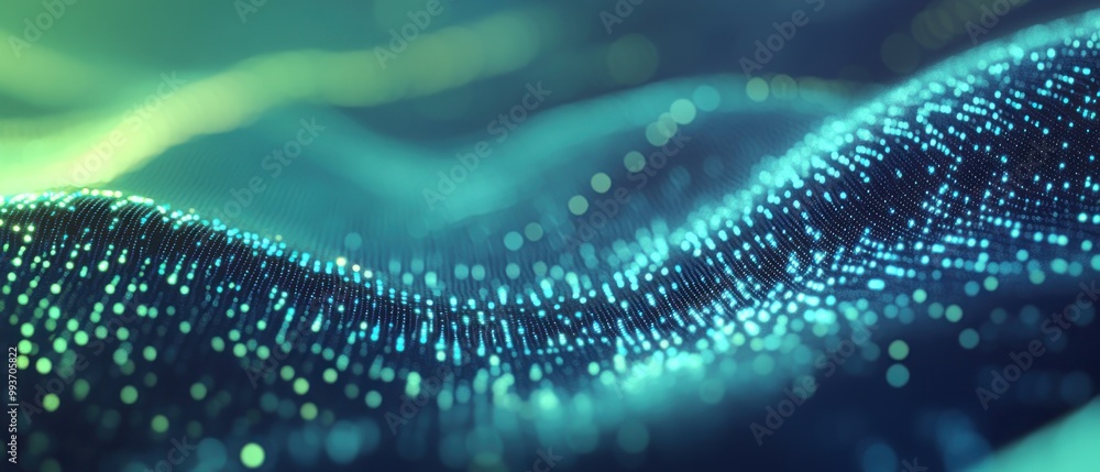 Aufkleber abstract representation of flowing waves with glowing particles.
