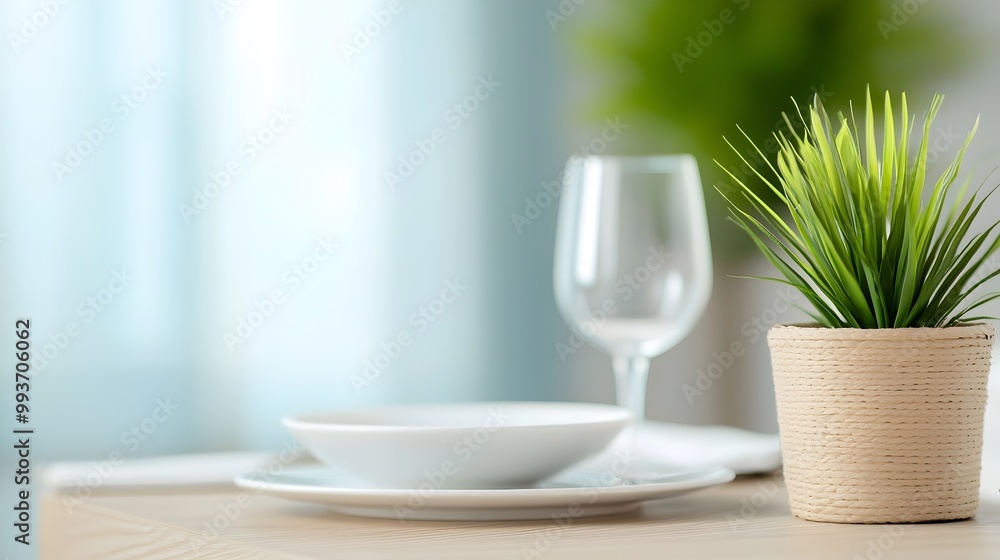 Poster minimalist dining table design - clean and inviting place settings with organized centerpiece for a 