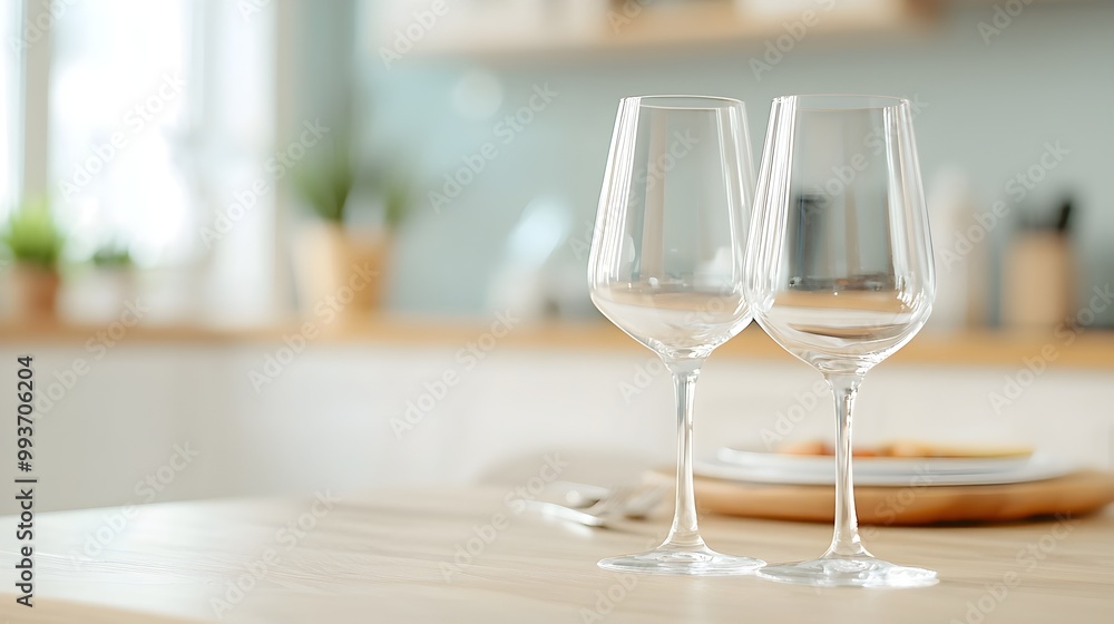 Poster minimalist dining table setup - clean and inviting atmosphere with tidy place settings and functiona