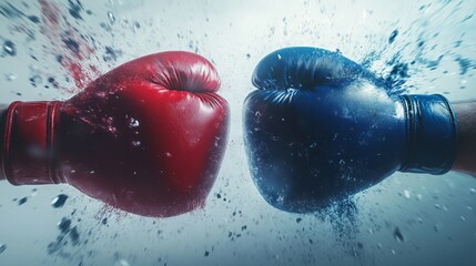 Dynamic Collision of Boxing Gloves in Vivid Colors. AI generated illustration