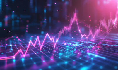 Obraz premium Futuristic Stock Market Chart with Glowing Data or Dynamic Financial Timeline for graphic background
