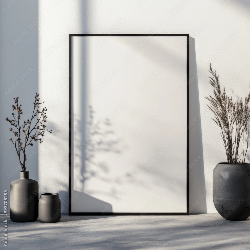 Poster minimalist 3d frame mockup on white background with banner space for text - perfect for advertising 