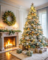 christmas tree with fireplace