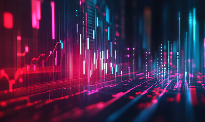 Futuristic Stock Market Chart with Glowing Data or Dynamic Financial Timeline for graphic background