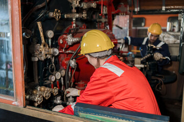 Engineer checking construction process railway and checking work on railroad station . Railway...