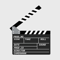 movie clapperboard director for cinema with inscriptions on a white background