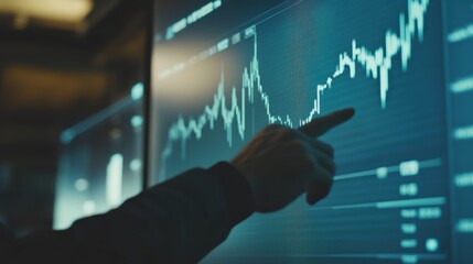 Stock market broker analyzing financial data on computer screen