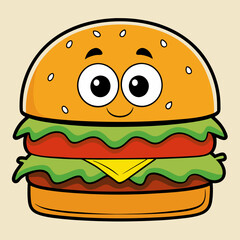 burger illustration. burger cartoon. illustration for children's book.
