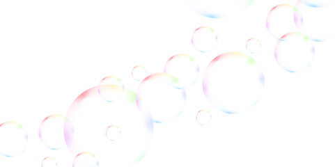 Colorful bubbles. Abstract, Colorful transparent pink, blue and soap bubbles floating in the air. Modern abstract light pink bubble background with circles. Banner pattern with copy space illustration