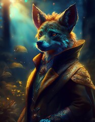 A wolf in fancy clothes. AI generated.