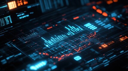 Obraz premium A digital interface displaying data visualizations and analytics in vibrant colors.