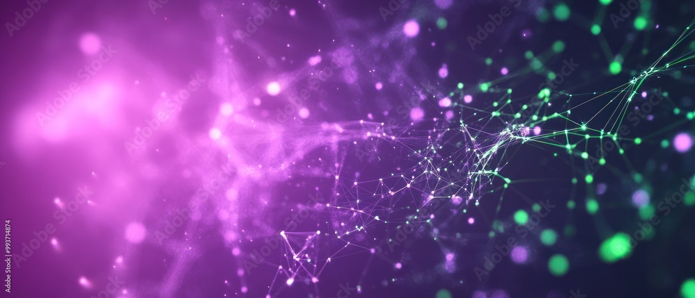 Poster abstract digital network with vibrant colors representing connections and data flow.