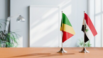 FLAGS OF CONGO R AND IRAQ ON TABLE