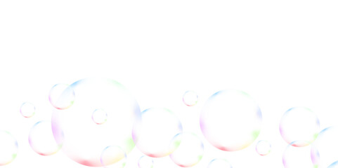 Colorful bubbles. Abstract, Colorful transparent pink, blue and soap bubbles floating in the air. Modern abstract light pink bubble background with circles. Banner pattern with copy space illustration