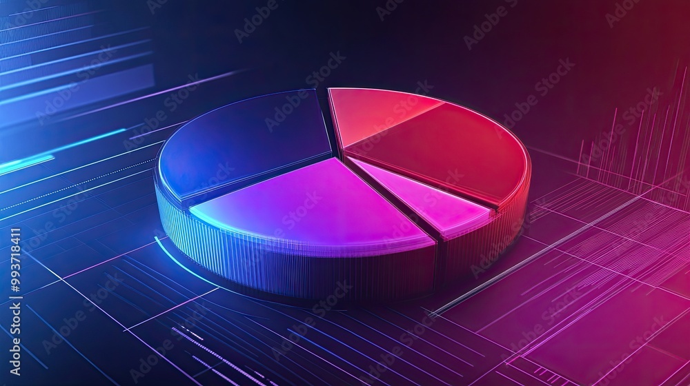 Aufkleber animated pie chart with rotating segments, smooth transitions, futuristic design with dynamic color 