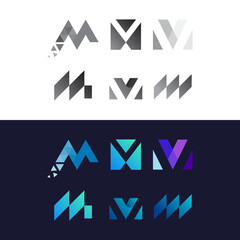 A set of M technology logo letters.