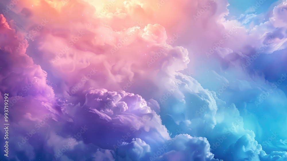 Poster hazy colorful clouds drifting in an abstract sky