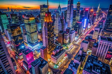 Fototapeta premium Vibrant Times Square Cityscape Wallpaper Featuring Neon Lights and Iconic Skyscrapers at Night