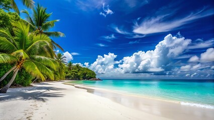 Obraz premium Vibrant Tropical Beach Wallpaper for Phone Background with Clear Blue Sky and Soft White Sand