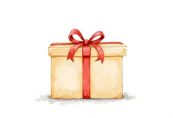 Obraz premium Watercolor composition with christmas stack of gift boxes and holly berries illustration. New year gold present box with red bow isolated on white backgroun. For designers, decoration, shop, for postc