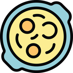 Fototapeta premium Simple and colorful vector of a bowl of soup with eggs, great for recipe books and menus