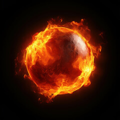 Dynamic Fireball with Intense Flames and Vibrant Colors