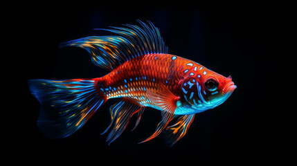 Fototapeta premium Vibrant Fish Swimming in Dark Waters