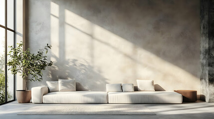 Modern Living Room Interior Design with White Sofa and Natural Light