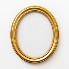 Elegant Oval Gold Frame Mockup with Vibrant Metallic Finish on White Background for Classic and Contemporary Themes, Copy Space Included