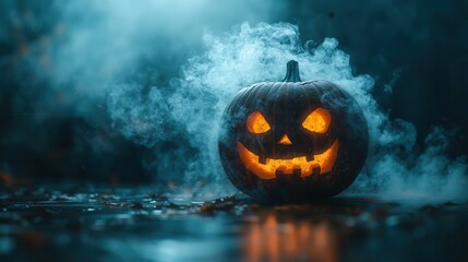 Spooky Halloween Pumpkin with Eerie Smoke Effects
