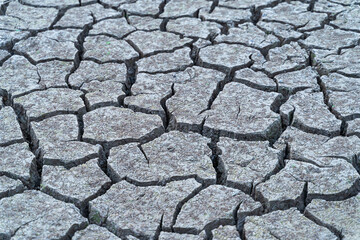 The ground is a mosaic of dried mud, with deep fissures and ridges stretching out in all directions. The color ranges from pale brown to reddish hues, suggesting a lack of moisture and intense heat.