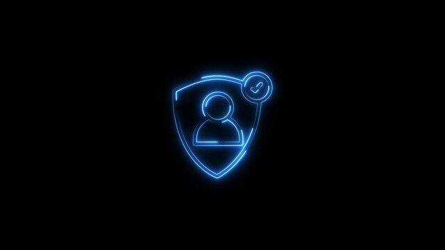 Neon User Profile Icon with Checkmark Ideal for User Verification.