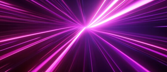 A vibrant display of purple light beams radiating outward, suggesting motion and energy.