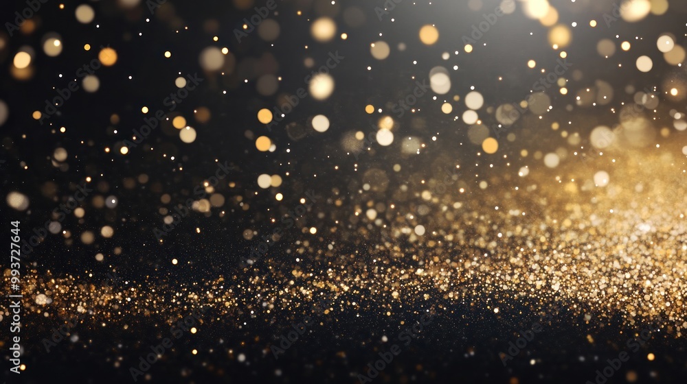 Poster a shimmering background of golden particles creating a festive and luxurious atmosphere.
