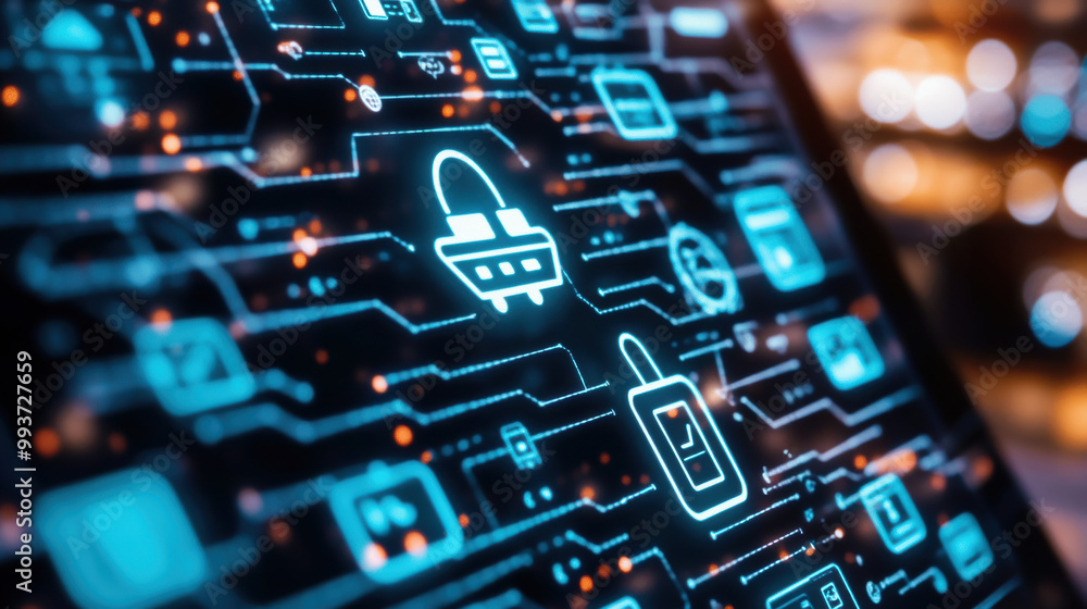 Poster digital technology and telecommunications infrastructure are represented in this image, showcasing n