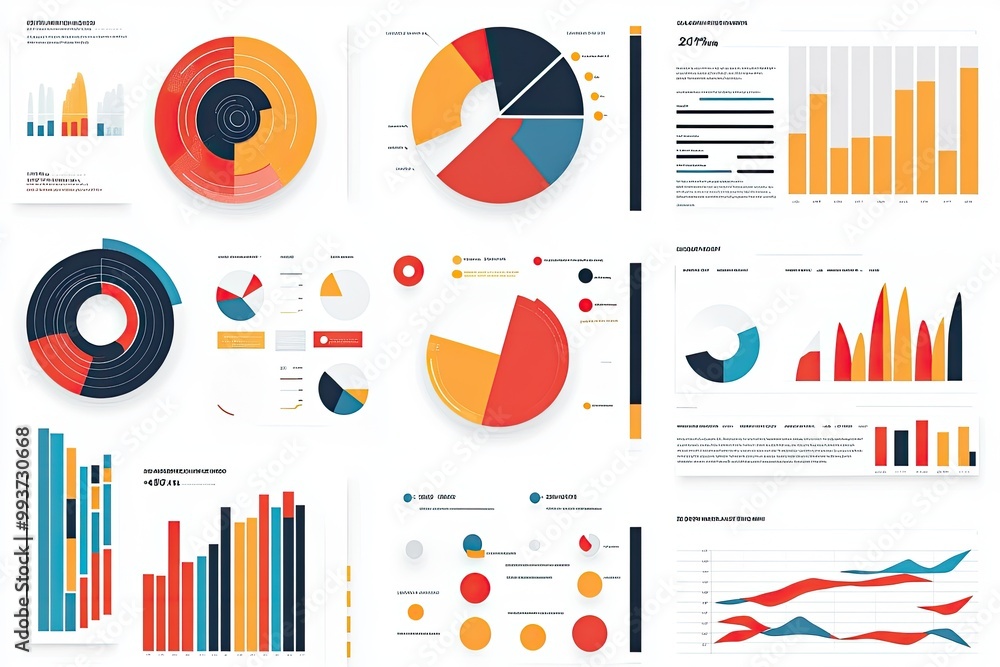 Poster graph report with visual representations of survey data, clean fonts, simple background, clear visua