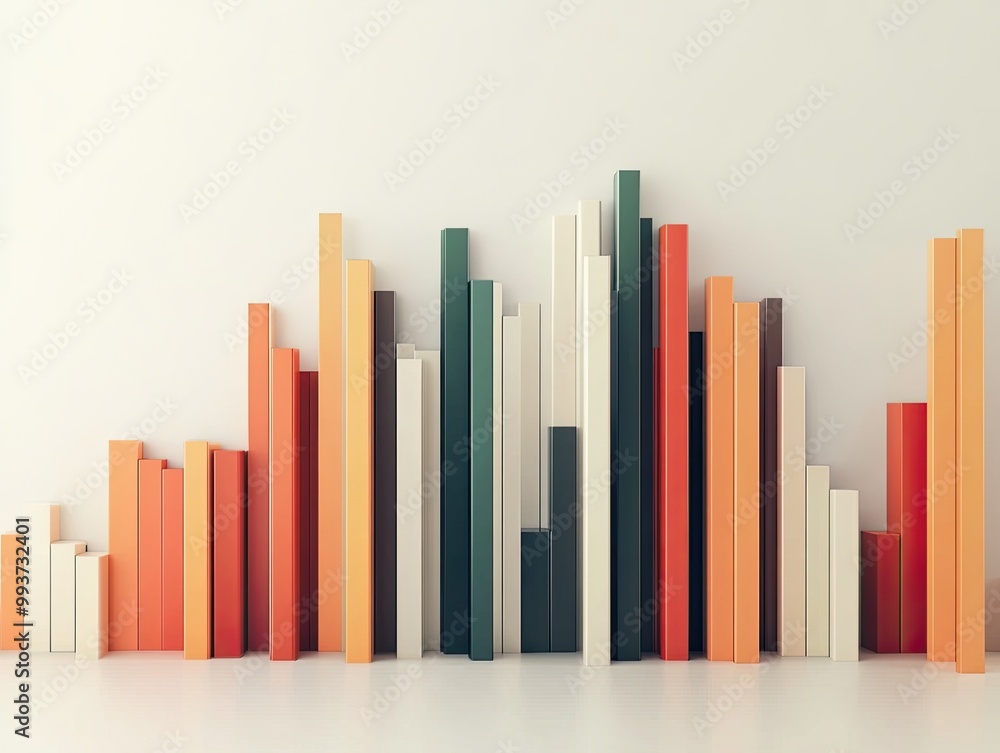Poster minimalist graph with simple bar design, muted color palette, no unnecessary elements, clean and pro